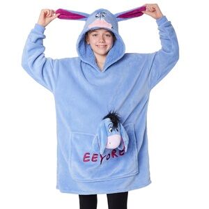 Disney Eeyore Hooded Plush Pullover Hoodie Blue Kids One Size Winnie the Pooh